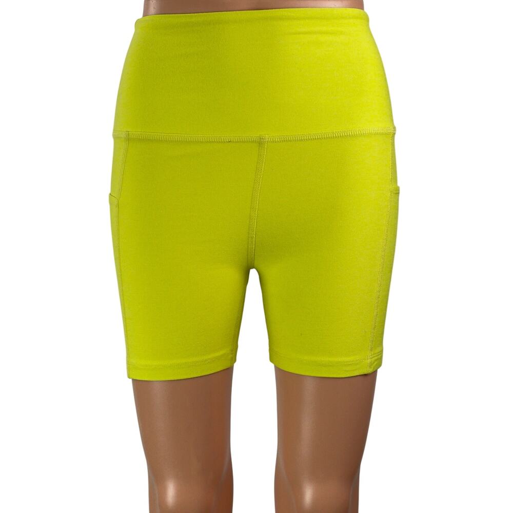 Beyond Yoga Spacedye Keep Pace Womens Yellow Activewear Athletic Bike Shorts S/P